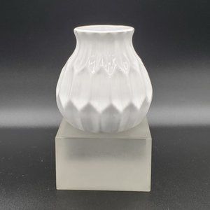 Glossy White Multi Faceted Vase